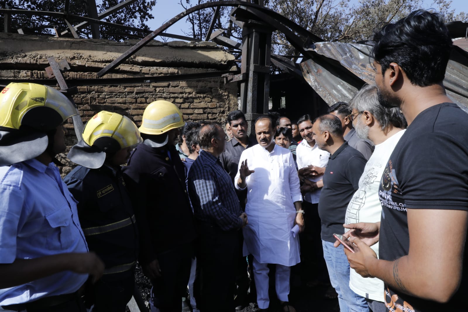 Ajit Pawar visited the accident site in Pune Timber Market today and inspected it