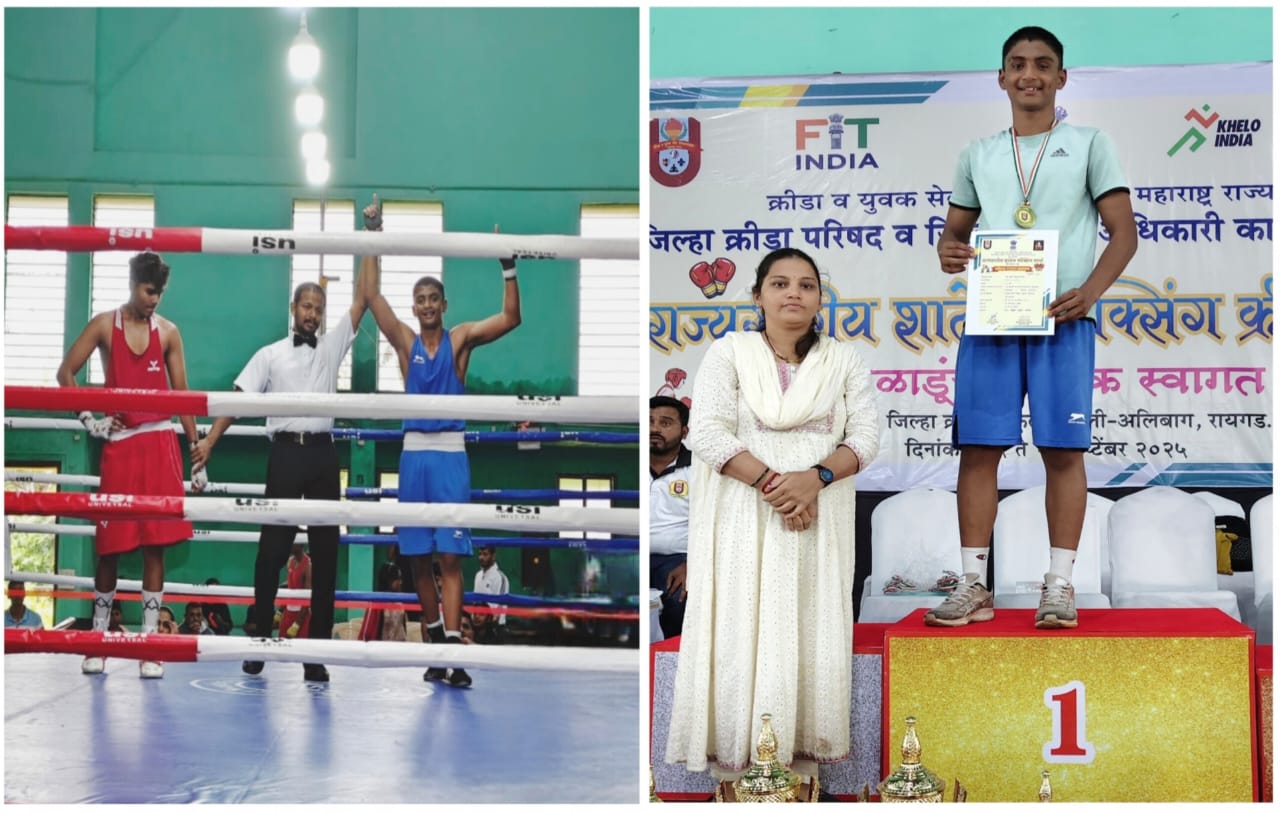 Vedant Pavale of Shahaji College wins gold medal in state level boxing competition