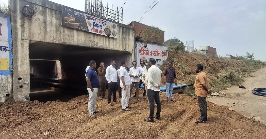 Bhaiyya Mane inspects highway work in Kagal