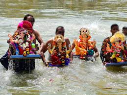 Immersion of a homemade Ganesha idol