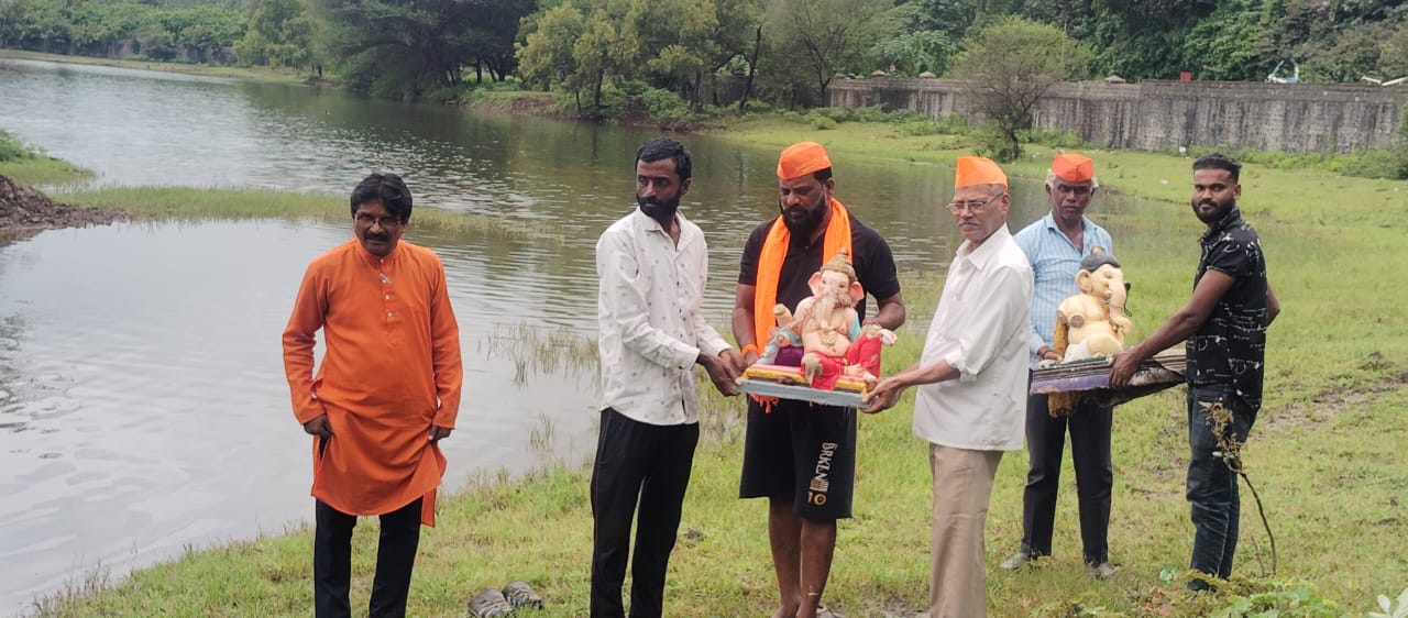 Donated Ganesh idols re immersed by Hindu devotees