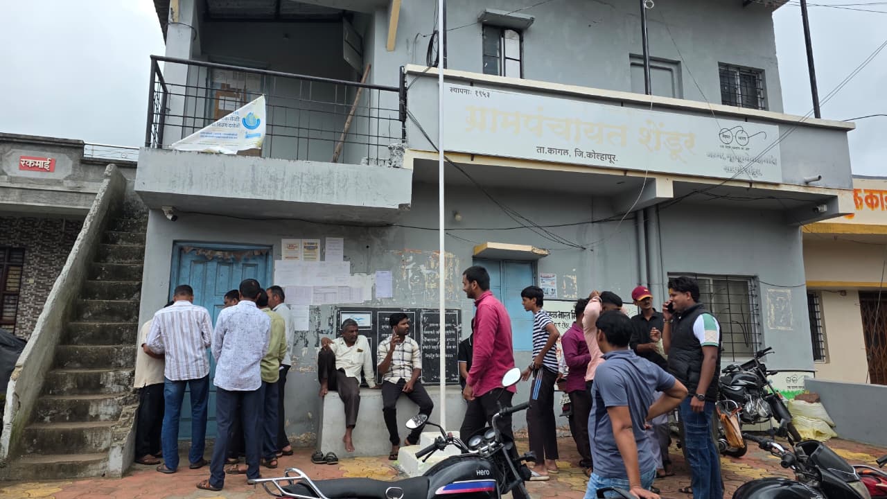 Villagers lock the Gram Panchayat office