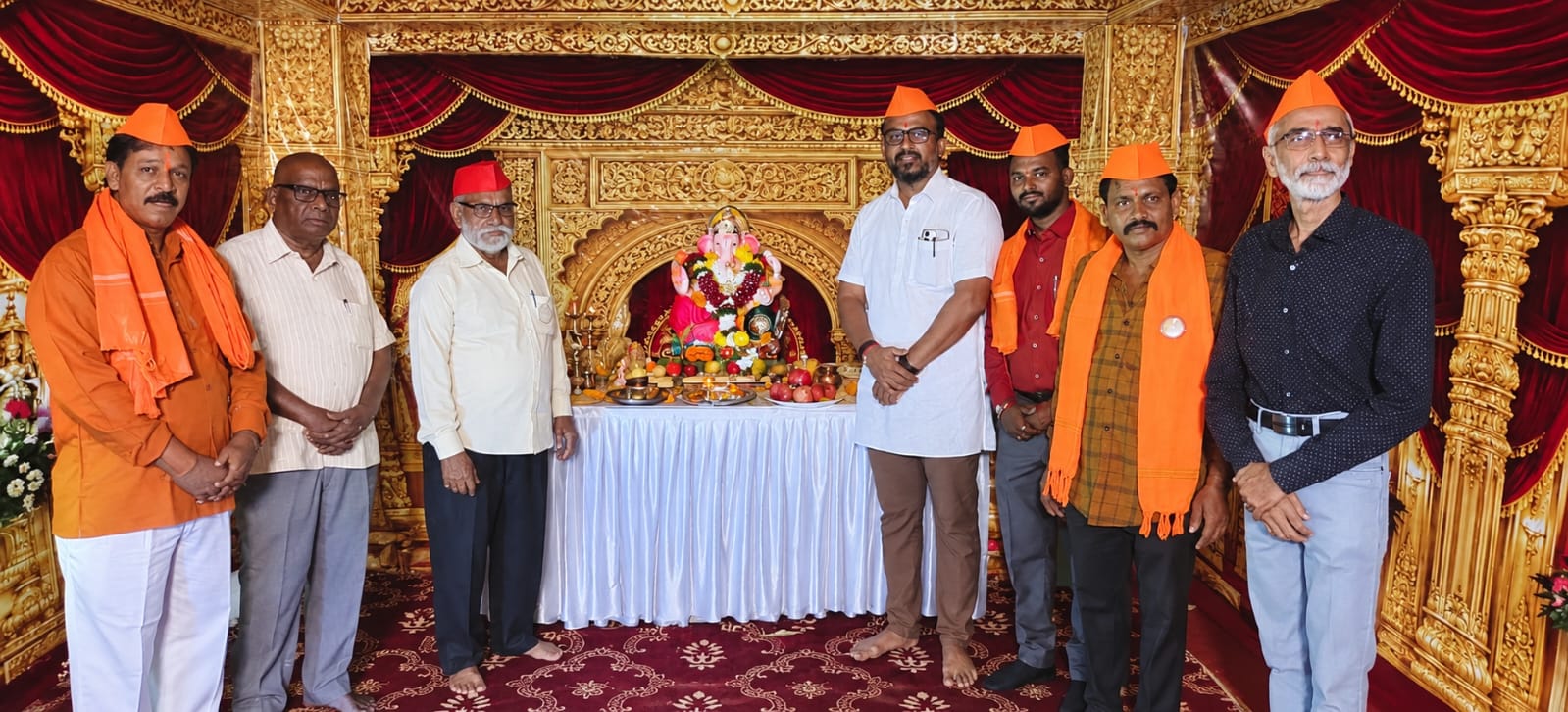 Hindu Ekta Andolan visits the idol of Lord Ganesha installed at the Zilla Parishad