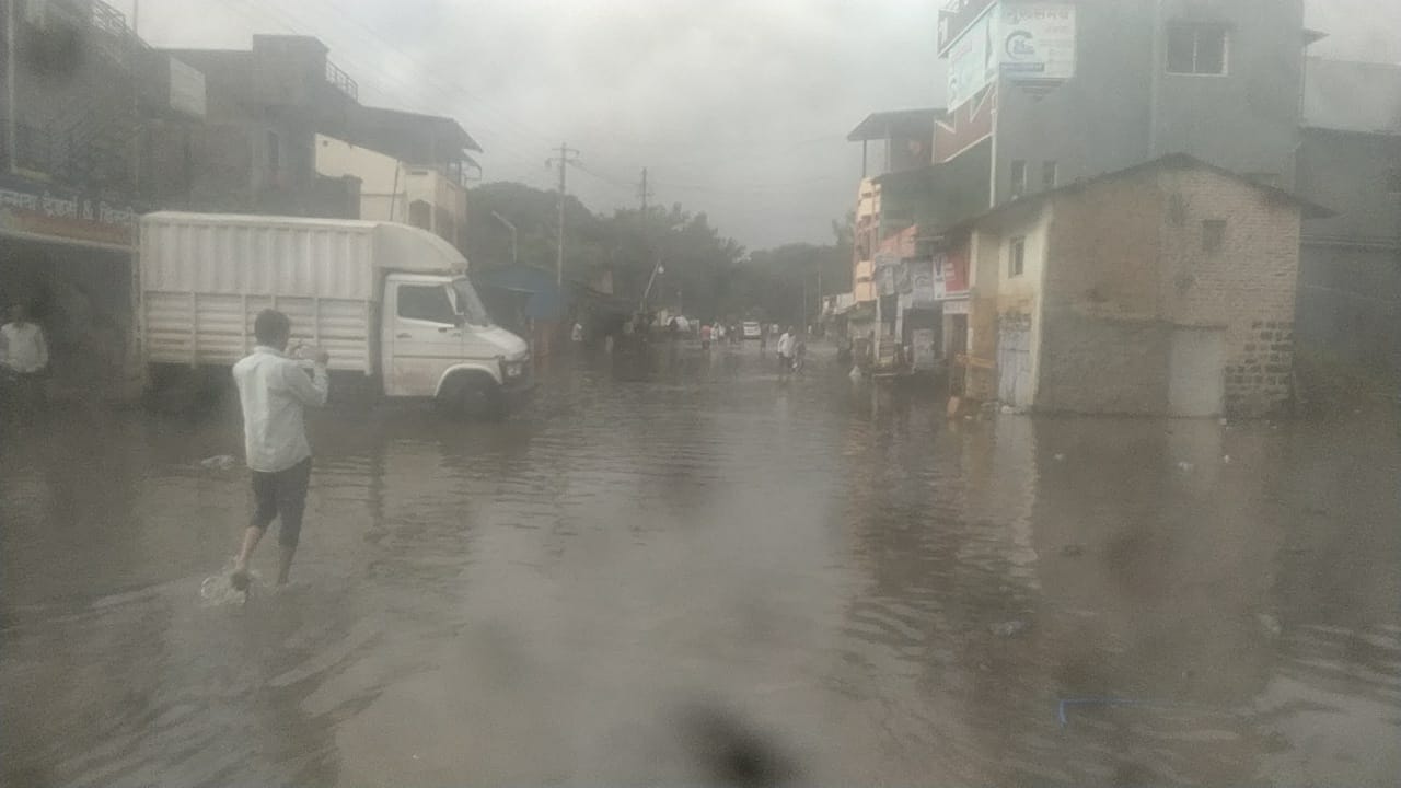 Water on the road in Haldi village