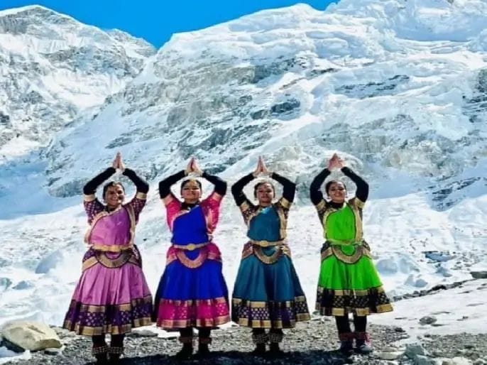Bharatanatyam dance group on the summit of Everest