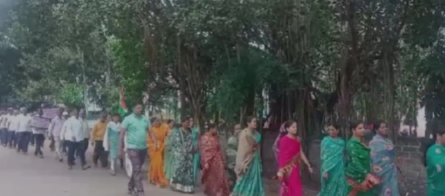 Protest march and village shutdown in condemnation