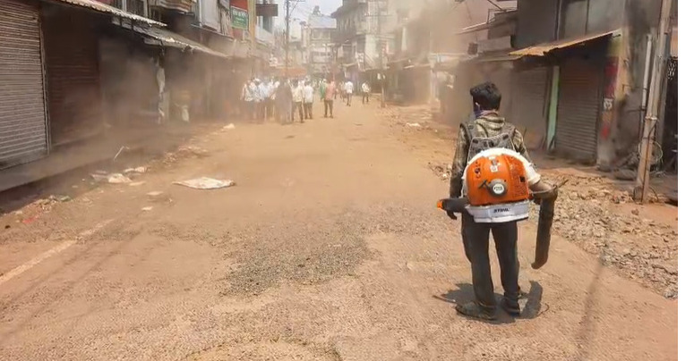 Road work in Ajyas main market on war footing
